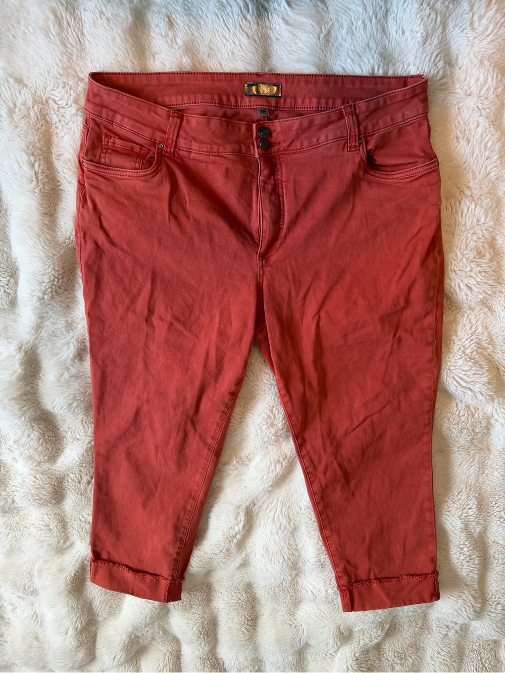 KUT from the Kloth Amy Crop Straight Leg Jeans Burnt Orange 18W